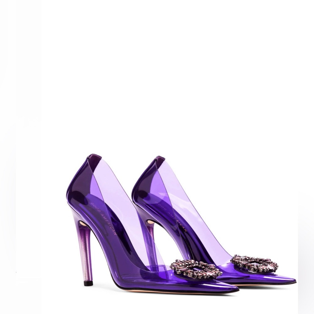 Good American Cinderella Lucite Pump in Purple001